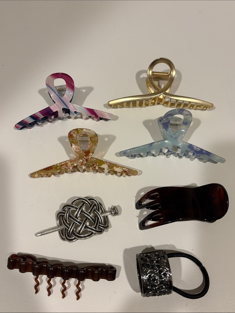 Assorted Women’s Multicolor Hair Claw Clips - Set of 8